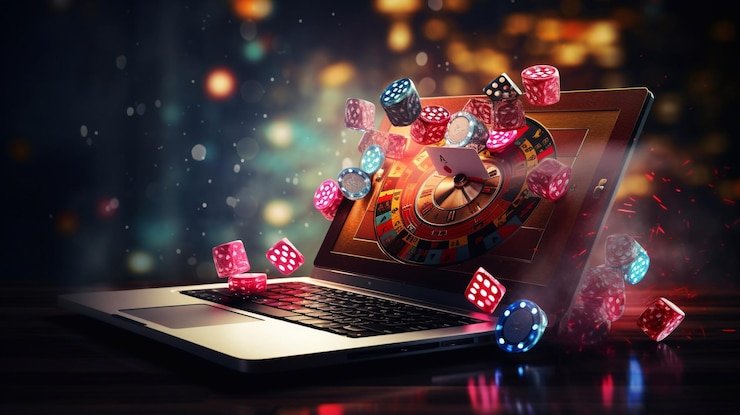 Ilustrasi pengguna memegang smartphone dengan aplikasi hiburan game mobile mawrtoto sedang aktif
